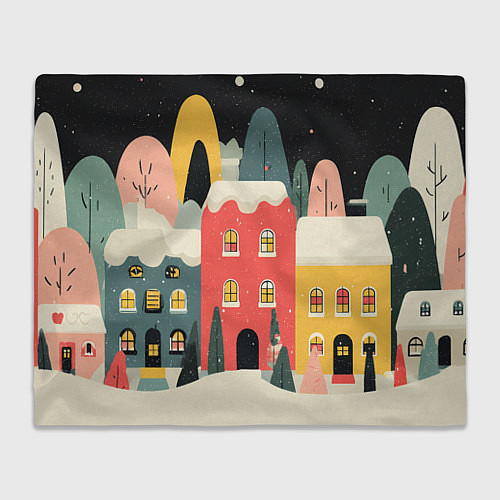 Плед Разноцветные новогодние дома / 3D-Велсофт – фото 1