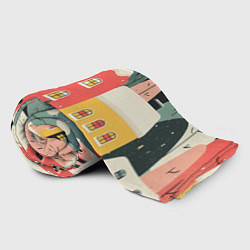 Плед флисовый Разноцветные новогодние дома, цвет: 3D-велсофт — фото 2