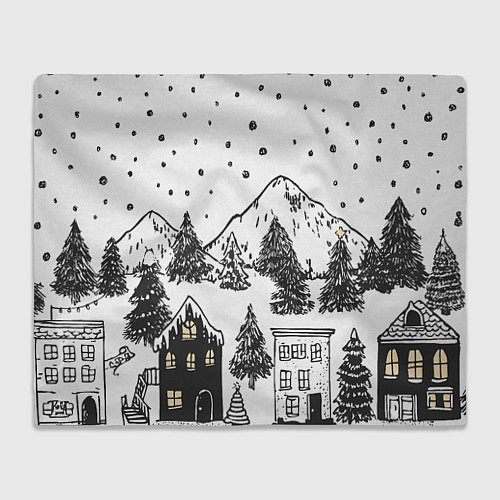 Плед Заснеженный черно-белый город / 3D-Велсофт – фото 1