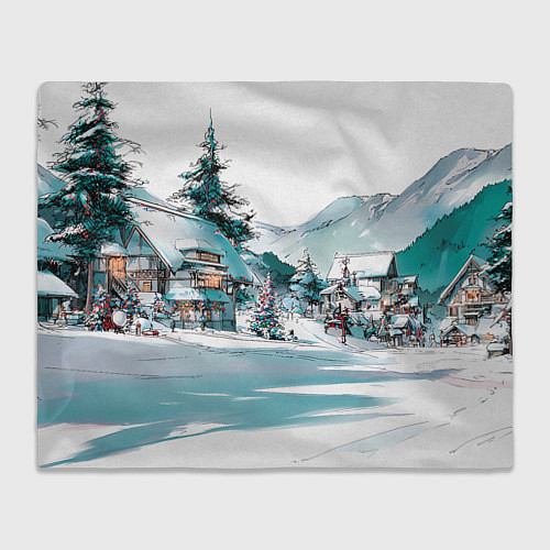 Плед Дома и елки - Новый год / 3D-Велсофт – фото 1