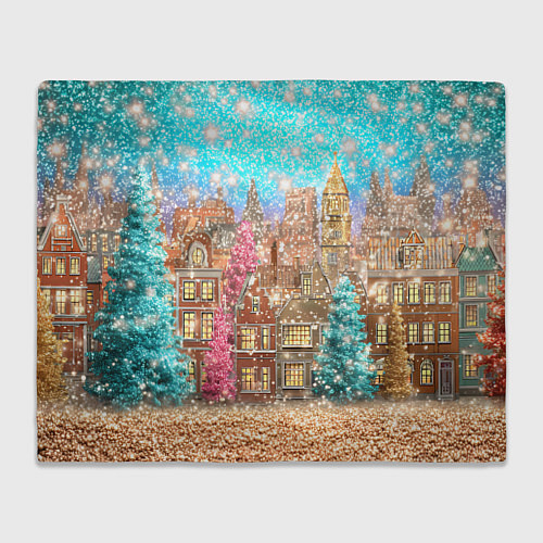 Плед Новогодний город в блестках / 3D-Велсофт – фото 1