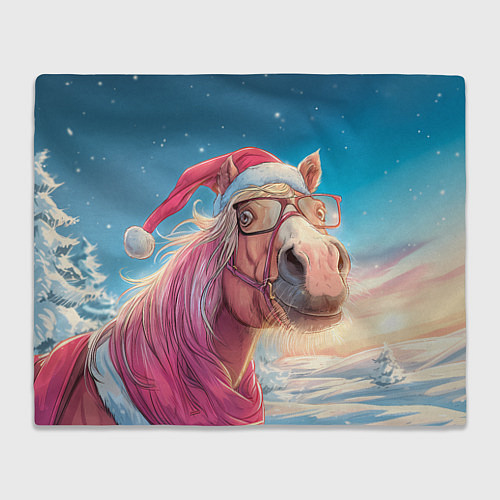 Плед Новогодняя лошадь в очках / 3D-Велсофт – фото 1