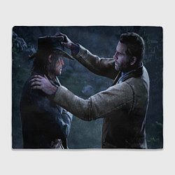 Плед флисовый Артур Морган и Джон Марстон, цвет: 3D-велсофт