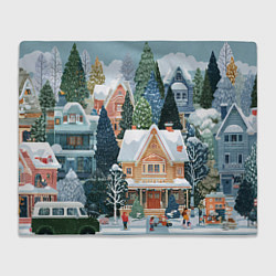 Плед флисовый Новогодний елочный двор, цвет: 3D-велсофт