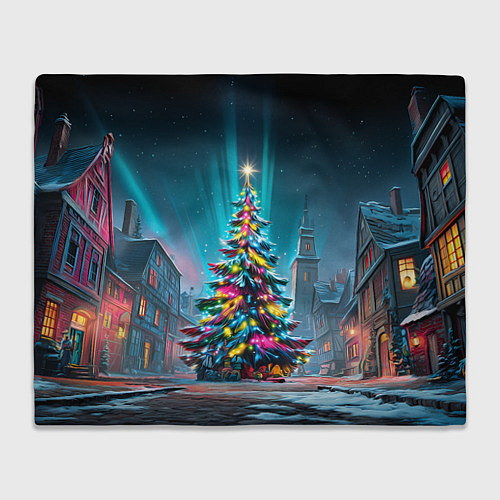 Плед Новогодняя елка в гирляндах / 3D-Велсофт – фото 1