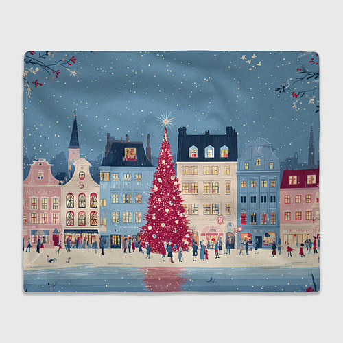 Плед Новогоднее гуляние у красной елки / 3D-Велсофт – фото 1