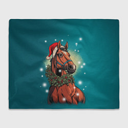 Плед флисовый Конь в шапке, цвет: 3D-велсофт