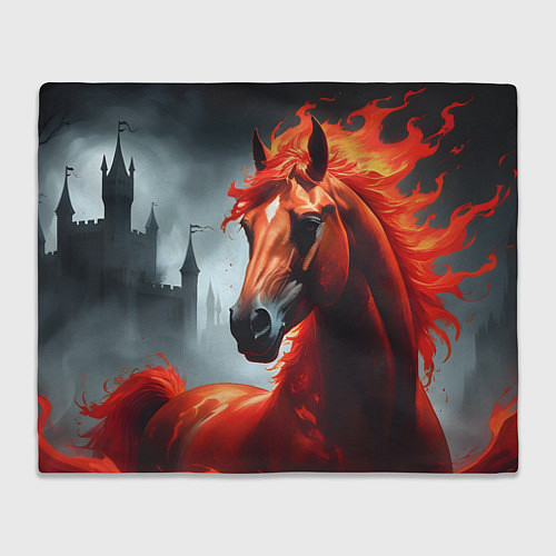 Плед Огненная лошадь на сером / 3D-Велсофт – фото 1