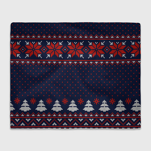 Плед Новогодний вязаный узор / 3D-Велсофт – фото 1