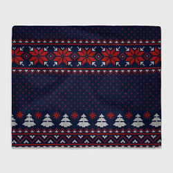 Плед флисовый Новогодний вязаный узор, цвет: 3D-велсофт