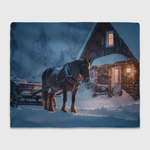 Плед Лошадь у избы / 3D-Велсофт – фото 1