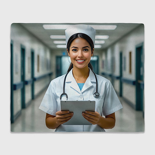 Плед Медицинская сестра с улыбкой / 3D-Велсофт – фото 1