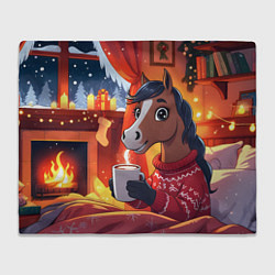 Плед Лошадка зимним вечером