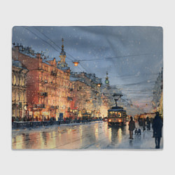 Плед флисовый Вечер Санкт-Петербурга, цвет: 3D-велсофт