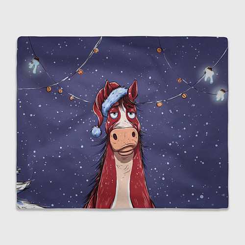 Плед Новогодняя лошадь символ 2026 года / 3D-Велсофт – фото 1