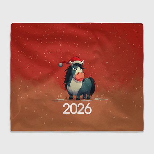 Плед Новый год - лошадка 2026 / 3D-Велсофт – фото 1