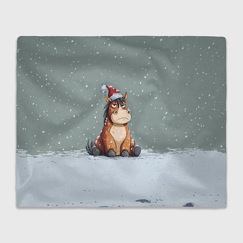 Плед Лошадка на фоне снегопада / 3D-Велсофт – фото 1