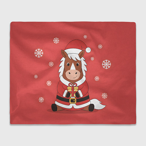 Плед Новогодняя лошадка с подарком / 3D-Велсофт – фото 1