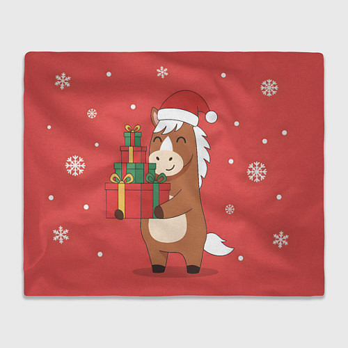 Плед Новогодняя лошадка с подарками / 3D-Велсофт – фото 1