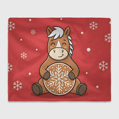 Плед Новогодняя лошадка с печенькой / 3D-Велсофт – фото 1