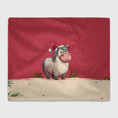 Плед Новогодняя лошадка с прищуренным взглядом / 3D-Велсофт – фото 1