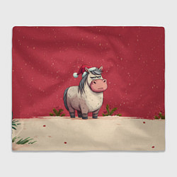 Плед Новогодняя лошадка с прищуренным взглядом