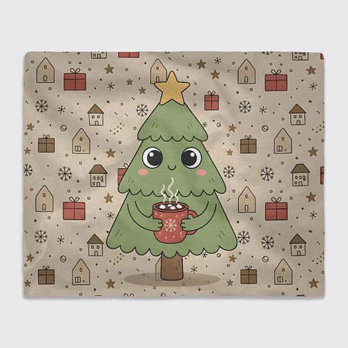 Плед Новогодняя елочка с горячим шоколадом / 3D-Велсофт – фото 1