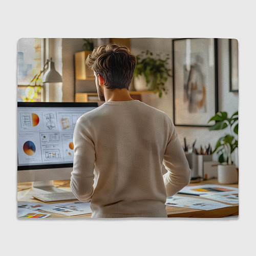 Плед Креативный процесс дизайнер за работой / 3D-Велсофт – фото 1