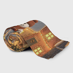 Плед флисовый Снеговик с глинтвейном делает селфи, цвет: 3D-велсофт — фото 2