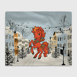 Плед флисовый Красная кокетливая лошадка 2026, цвет: 3D-велсофт