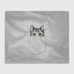 Плед флисовый Кот в кармане 2, цвет: 3D-велсофт