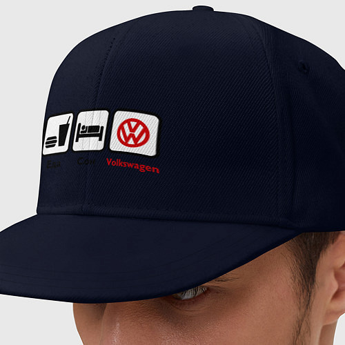 Кепка снепбек Еда, сон и Volkswagen / Тёмно-синий – фото 1