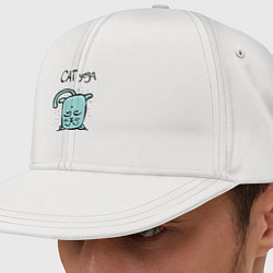 Кепка-снепбек Кот и йога, цвет: белый
