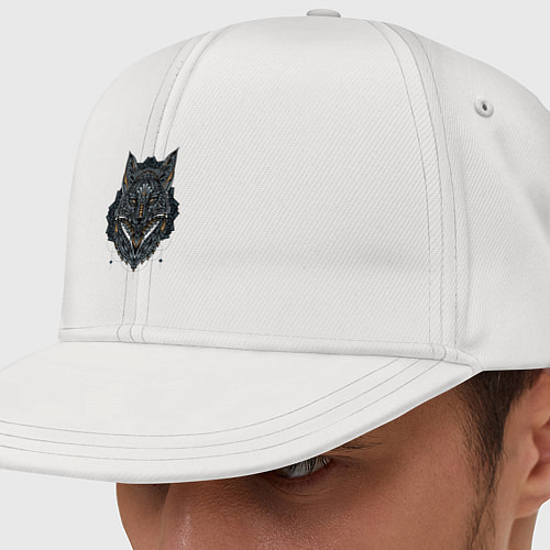 Кепка снепбек ЭТНИЧЕСКАЯ ЛИСА, АБСТРАКЦИЯ / Белый – фото 1