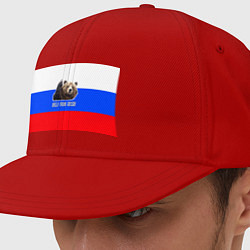 Кепка-снепбек Привет из России - медведь и триколор, цвет: красный