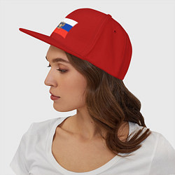 Кепка-снепбек Герб России на фоне флага, цвет: красный — фото 2