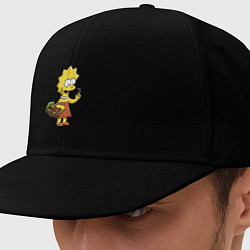 Кепка-снепбек Lisa Simpson с гусеницей на даче, цвет: черный