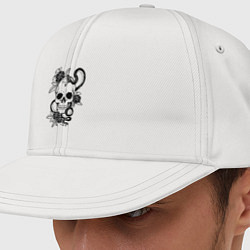 Кепка-снепбек Калавера - мексиканский символ Дня мертвых, цвет: белый