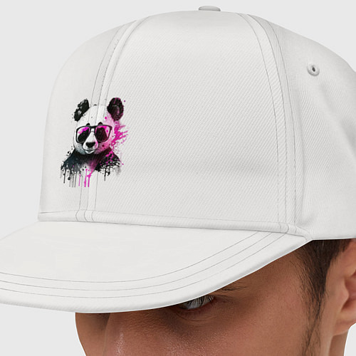 Кепка снепбек Панда в розовых очках в стиле Арт / Белый – фото 1