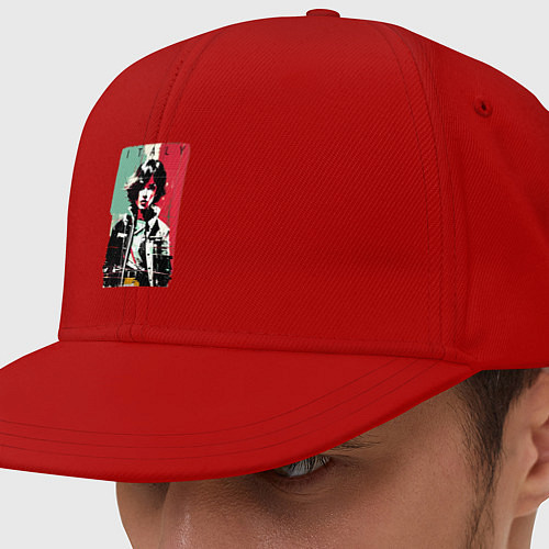 Кепка снепбек Девчонка на фоне флага - Италия - поп-арт / Красный – фото 1