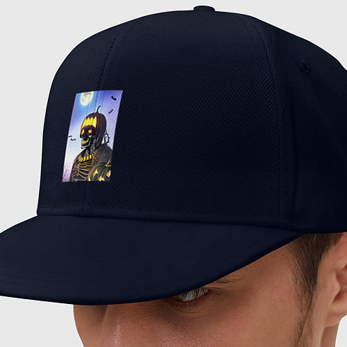 Кепка снепбек Коллаба черепа и тыквы / Тёмно-синий – фото 1