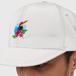 Кепка-снепбек Тропическая птица в цветах, цвет: белый