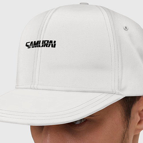Кепка снепбек Киберпанк - черная надпись Samurai / Белый – фото 1