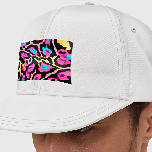 Кепка снепбек Пятна леопарда цветные / Белый – фото 1