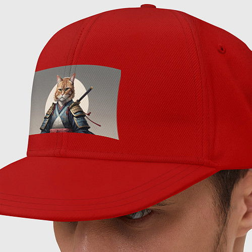 Кепка снепбек Красивый кот самурай / Красный – фото 1
