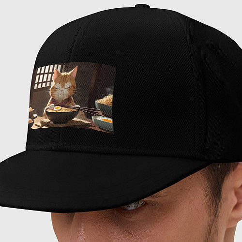Кепка снепбек Кот и рамен / Черный – фото 1
