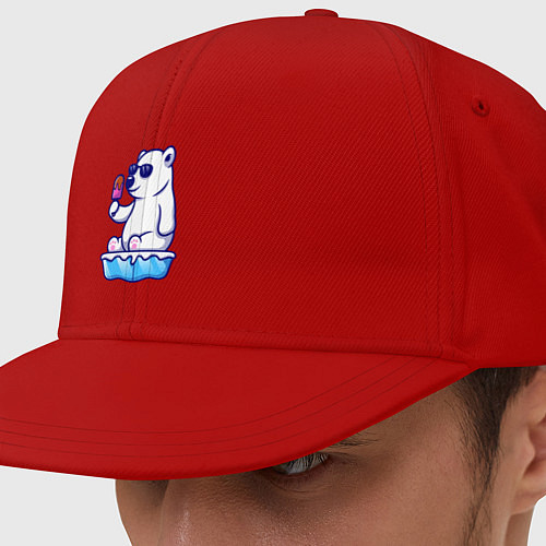 Кепка снепбек Мишка с мороженым / Красный – фото 1