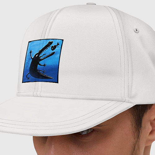 Кепка снепбек Крокодил ловит еду / Белый – фото 1