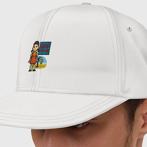 Кепка снепбек Пиксельная кукла - Игра в кальмара / Белый – фото 1