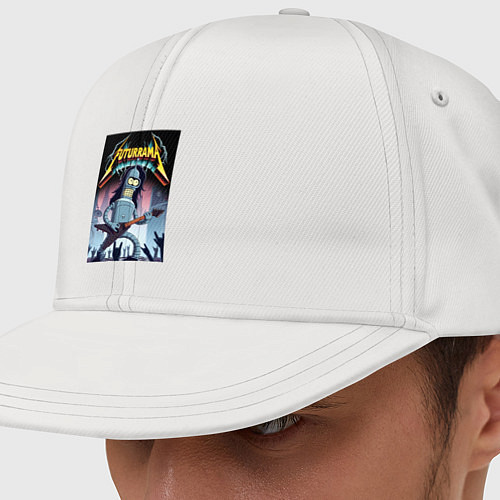 Кепка снепбек Рок гитарист Бендер из группы Футурама / Белый – фото 1